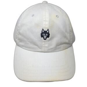Greyson Baseball Cap White One Size Embroidered Wolf Logo Adjustable Strap Hat